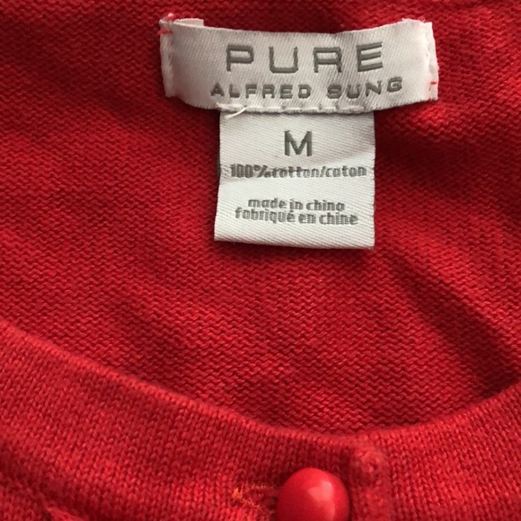 Pure Alfred Sung Red Cardigan with Ruffles! - Picture 3 of 14